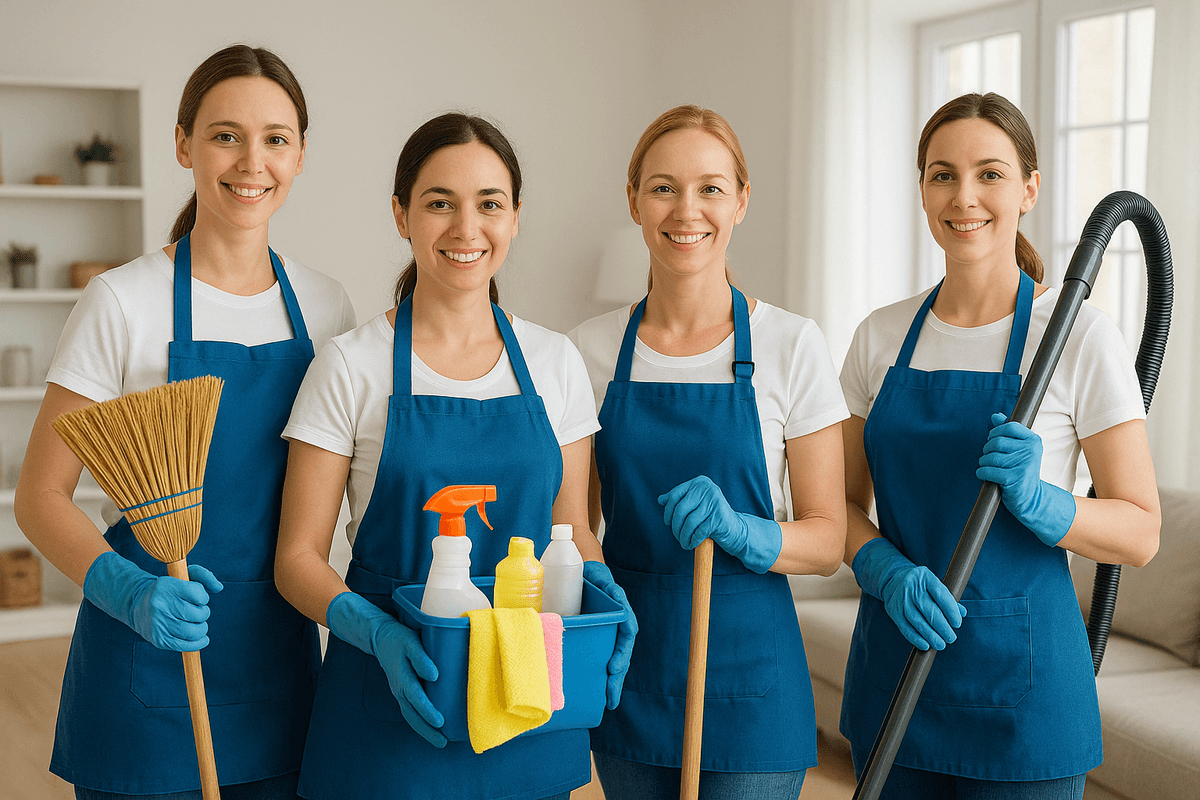 Equipe de limpeza profissional